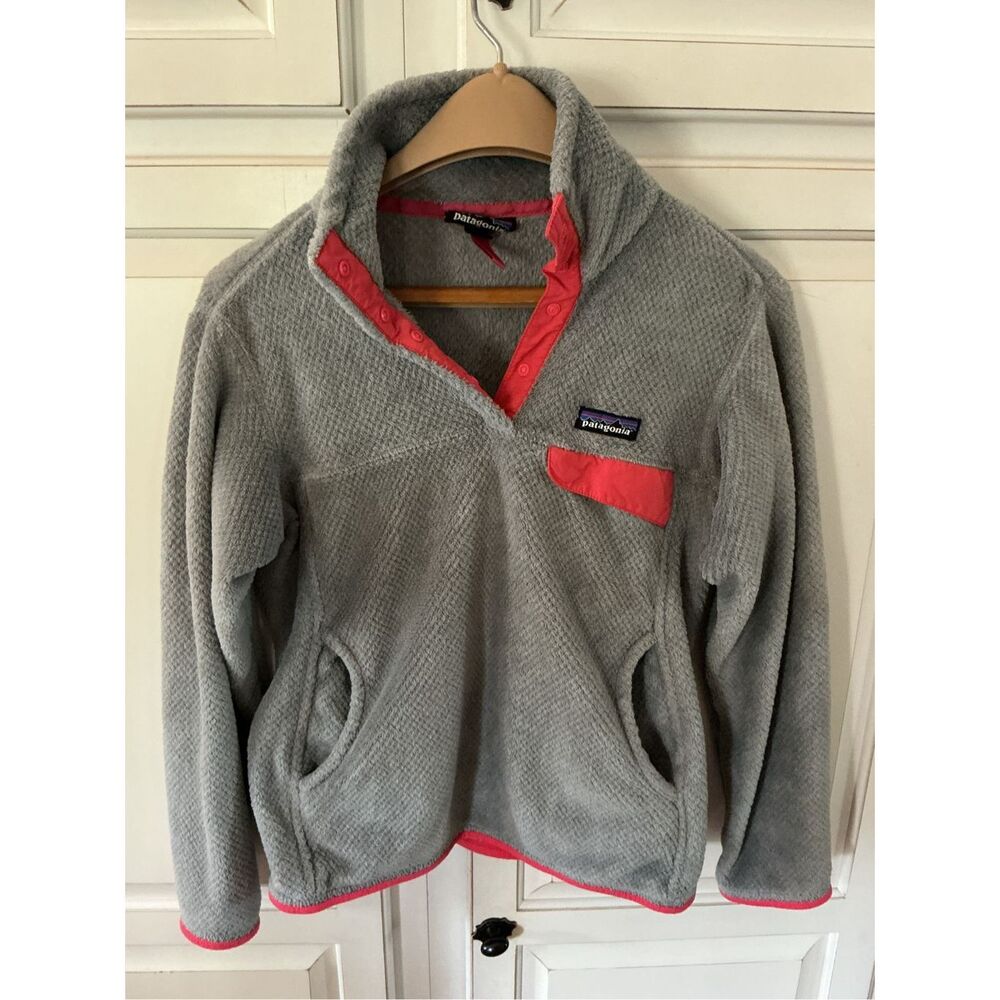 Patagonia Womens Retool Snap T Fleece Pullover Sz S Gray